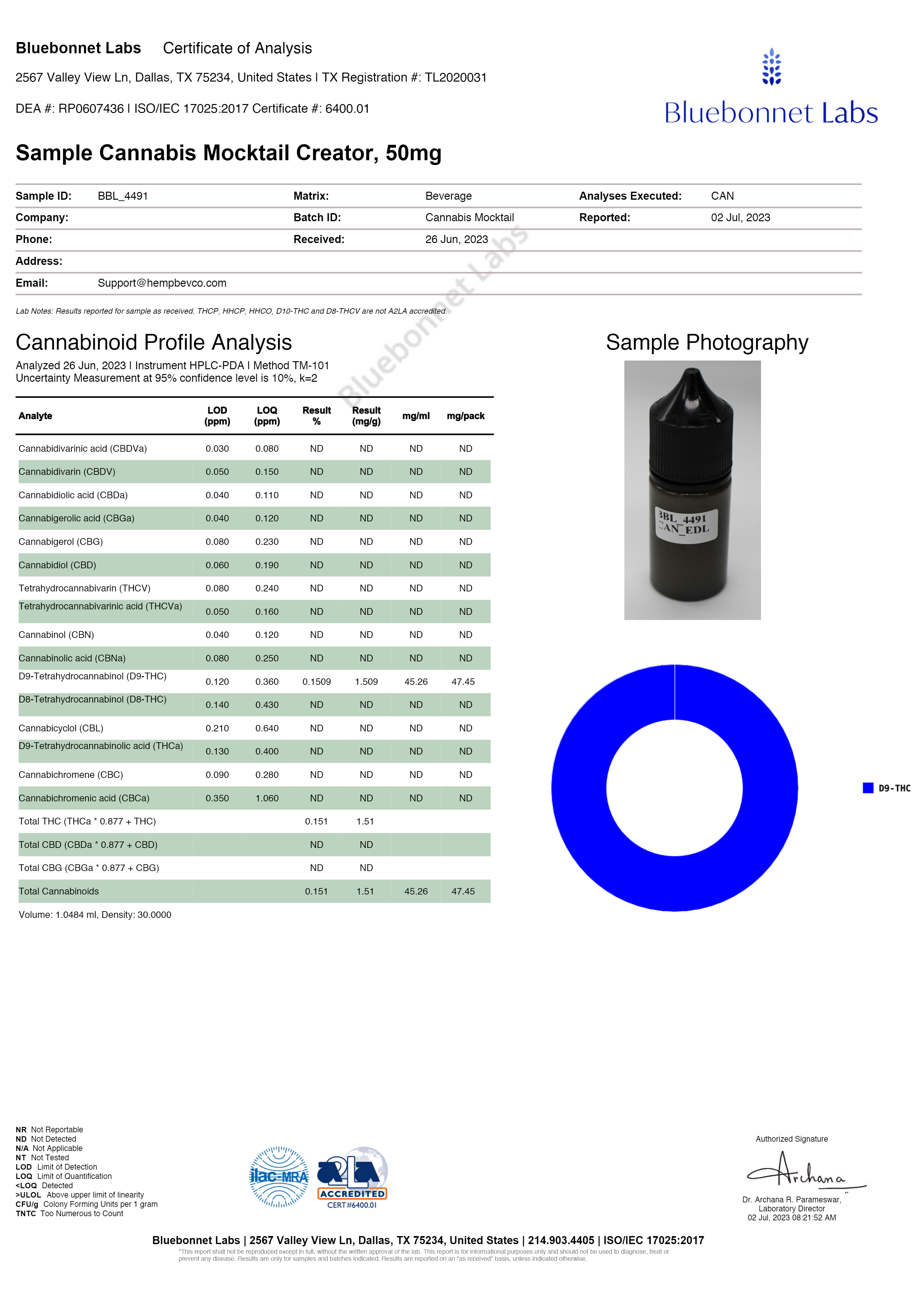 Mocktail Creator COA 50mg/30ml